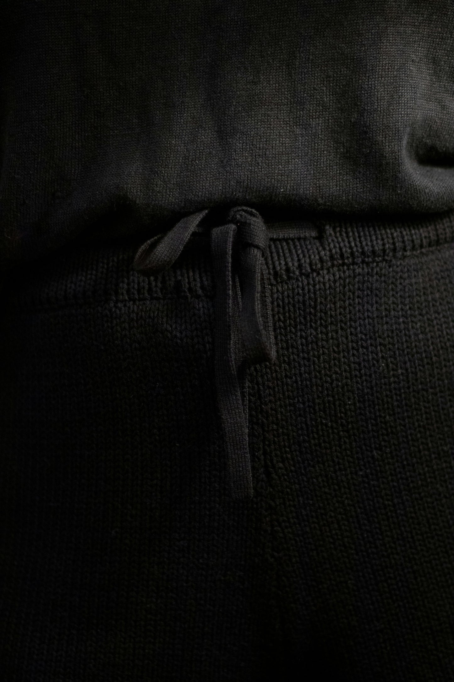 The Structure Jogger — black heavyweight jogger, drawstring waist detail