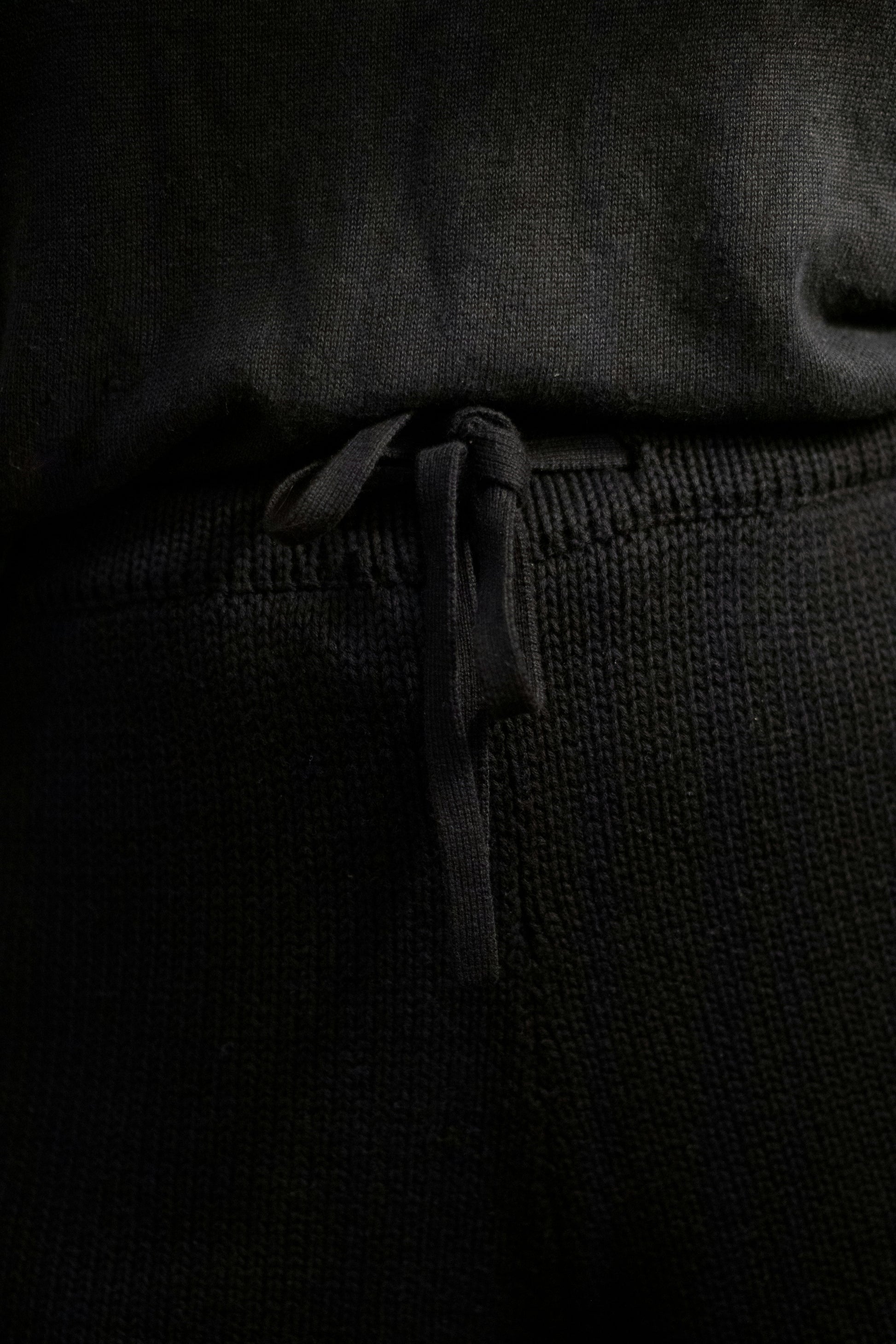 The Structure Jogger — black heavyweight jogger, drawstring waist detail