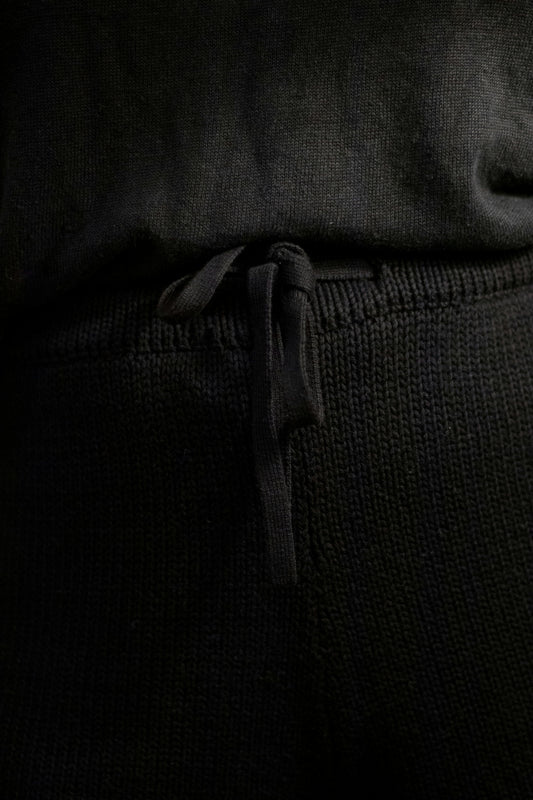 The Structure Jogger — black heavyweight jogger, drawstring waist detail