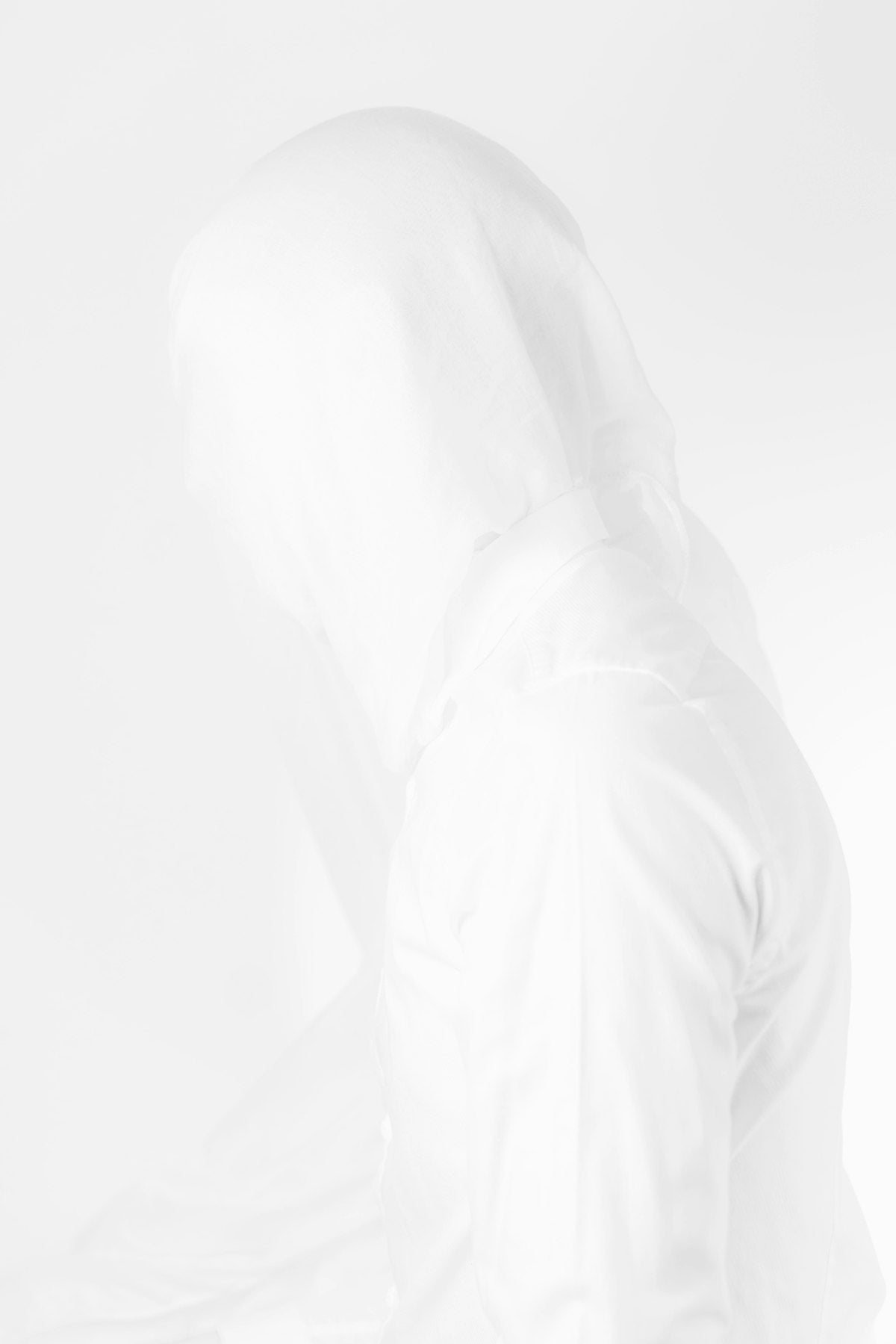The Quiet Hoodie product photo, white hoodie on plain background