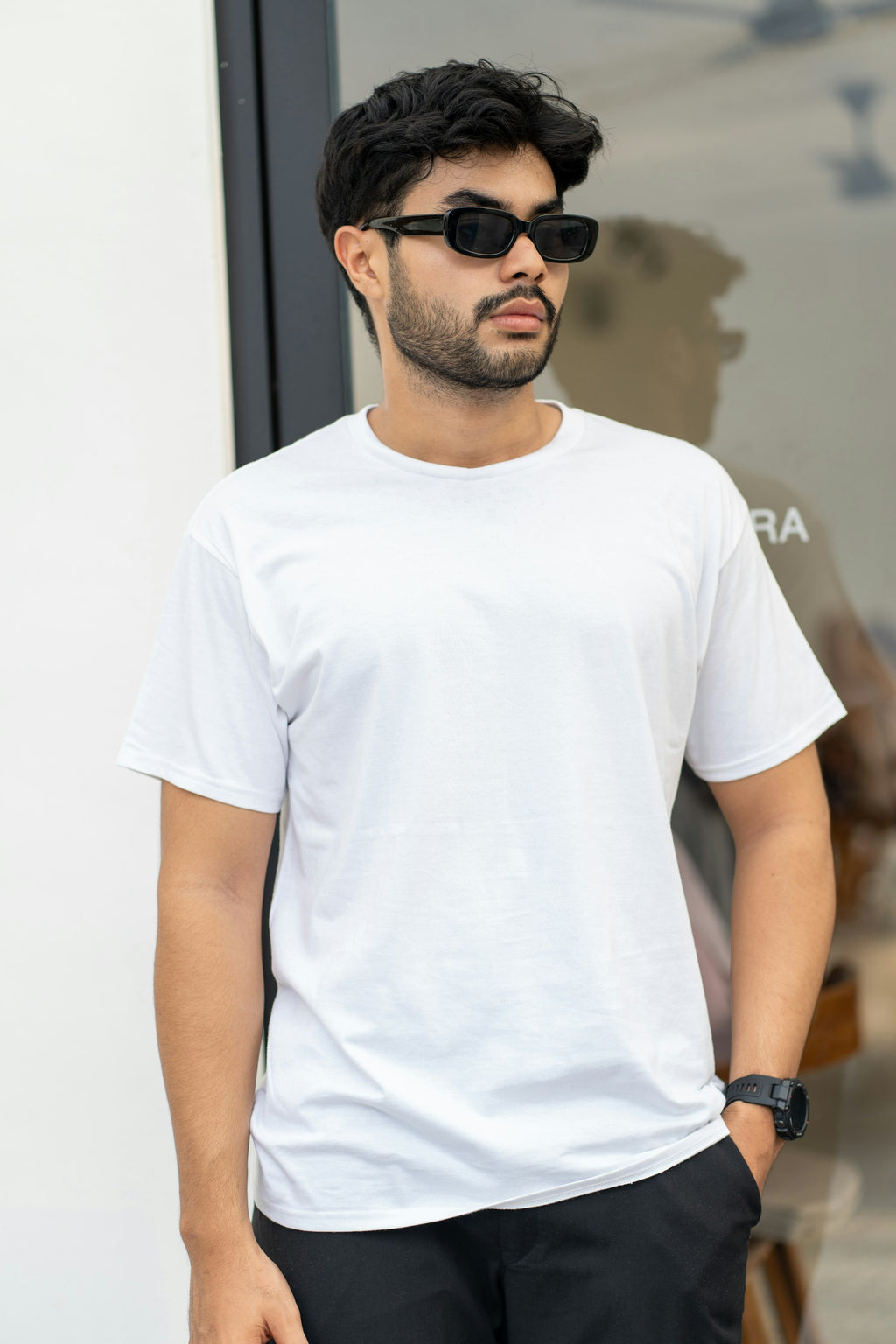 The Origin Tee — Premium Oversized T-Shirt, Bone White, front view